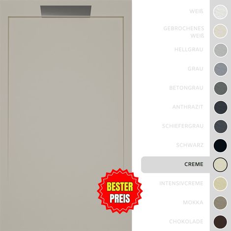 SOULBATH Duschwanne – Harz – Gelcoat – Glatte/Stein-Textur – CREME – Rutschfest- 140x90 Extra flach 3 cm – Elegantes Design (1/5)