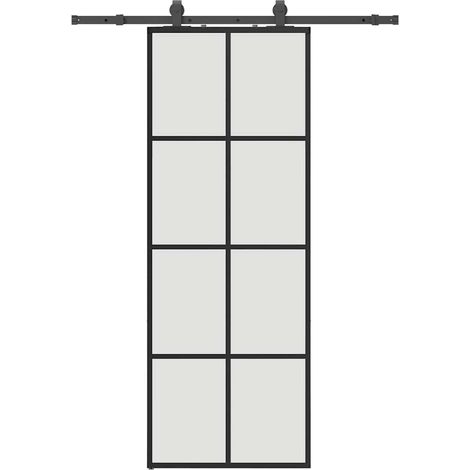 Maison Exclusive - Schiebetür mit Beschlag Schwarz 76x205 cm ESG-