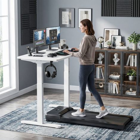 Cadre de bureau électrique, acier, avec fonction mémoire, réglable en hauteur, blanc (1/4)
