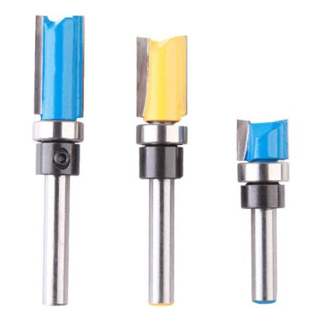Fraise Defonceuse Droite, 3PCS 1/4" Mèches de Routeur en Bois de Carbure, D'embouts Toupie à Finition Affleurante à Motif, Outil de Fraise avec Roulement Supérieur Pour Menuisier Bricolage (1/3)