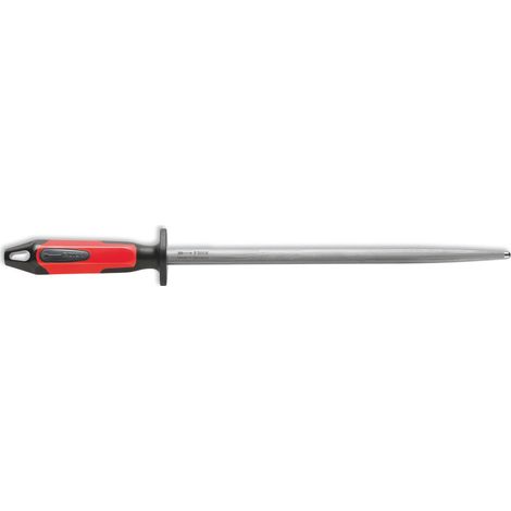 F. DICK Fleischerstahl 30 cm Griff rot/schwarz Wetzstahl rund mit 2 K-Griff