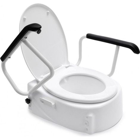 Handicare Linido rehausseur de WC avec accoudoirs et couvercle (augmente la hauteur d'assise de 85, 125 ou 165 mm) (1/4)