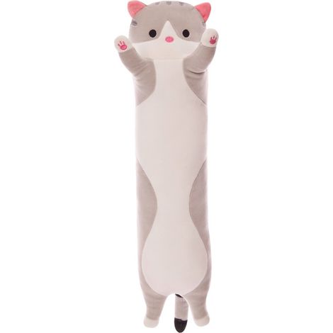 Coussin cylindrique long pour chat, peluche moelleuse et confortable, forme rouleau, idéal pour le sommeil et le repos de votre félin. (1/4)