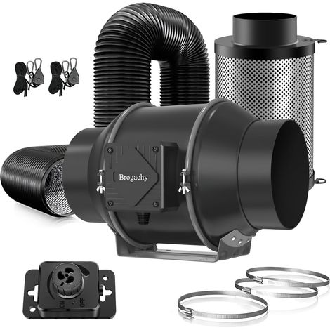 150mm Ventilateur Extracteur d'Air 688 m³/h, ventilateur d'extraction 3000RPM avec filtre à charbon d'air et tuyau d'évacuation avec Moteur EC triphasé,pour Culture hydroponique. (1/5)