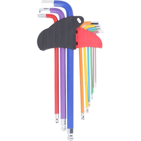 [JAMAIS UTILISÉ]Jeu de 9 clés hexagonales CR V antidérapantes, multicolores et multifonctionnelles à long bras pour petits appareils électroménagers (1/5)