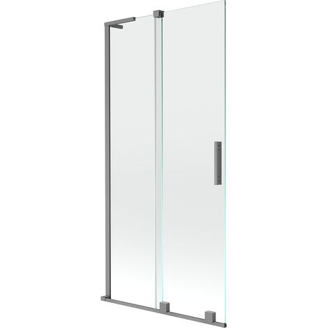 Mexen Velar L mampara para bañera corredera de 2 hojas 95 x 150 cm, transparente, metal color pistola - 896-095-003-01-95 (1/5)