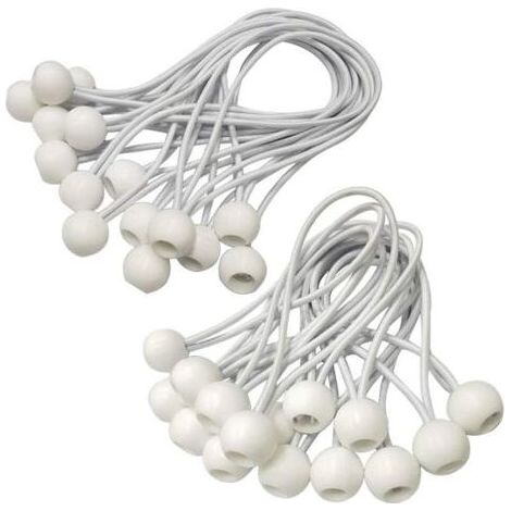 Tendeur Elastique,Sandow Elastique,30 Pièces Tendeur Bache pour Bannière, Bâche, Pavillon,Tente,Rideaux Harnais D’Extension,Support de Bâche (Blanc-150mm and 200mm) (1/5)