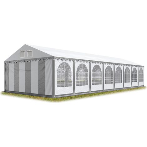 TOOLPORT 6x16m XXL tente de réception, PVC 800 N anti-feu, H. 2,6m, gris-blanc