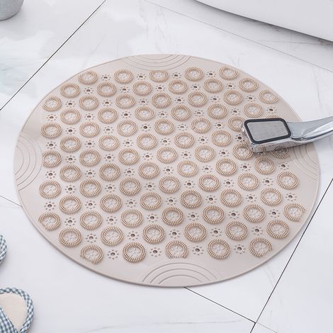 Tapis de bain massant, tapis de bain rond à surface texturée, tapis de douche antidérapant en PVC avec trou d'évacuation, diamètre : 55 cm