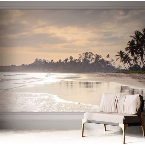 Papier peint adhésif décoratif pour salon chambre et cuisine Facile à poser avec colle Matin à la plage 312x219 cm (1/5)
