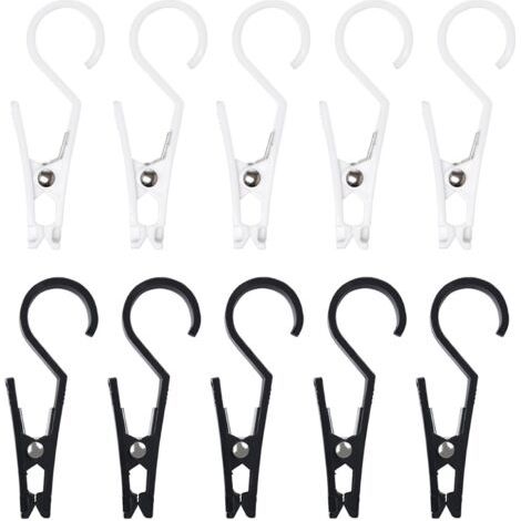 10 Pièces Clips de Tente Crochet de Tente avec Clip Plastiques Clip d'auvent de Tente Multifonctions Pinces de Camping Tentes pour Camping Lumières Suspendre (Noir et Blanc) (1/5)