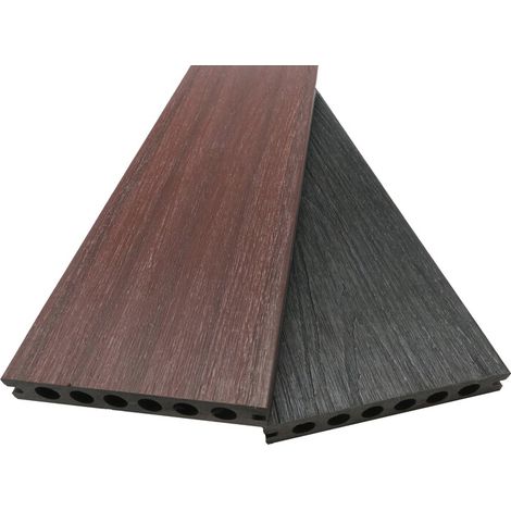 Hoja compuesta coextruida de doble cara Supra Charcoal/Mahogany, L: 360 cm, A: 14,5 cm, G: 23 mm
