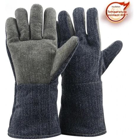 Gants en aramide résistants aux hautes températures (400D RZT-S536 36 cm) : résistants aux hautes températures jusqu’à 500 °C, anti-coupures, isolants thermiques et anti-brûlures, pour barbecue et cui (1/5)