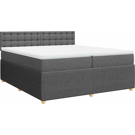 Maison Exclusive - Cama box spring con colchón tela gris oscuro 2 (1/5)