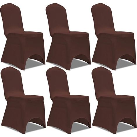 Ensemble de 6 housses de chaise extensibles, marron (1/5)