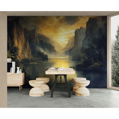 Papier peint Paysage – Vallée dorée au crépuscule - 150 x 250 cm (1/2)