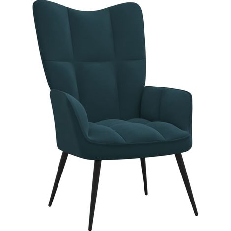 Chaise de relaxation Fauteuil relax - Bleu Velours BonneVie-26138 (1/5)