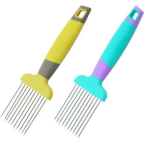 BelleRise - Coupe-oignons avec poignée – Outil de découpe et de rangement en acier inoxydable, coupe-légumes multifonctionnel (1/5)