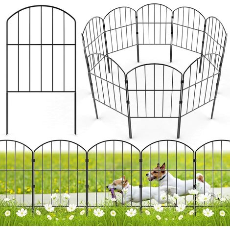 10PCS Clôture de Jardin Extérieur en métal,Fil d'acier inoxydable,Cour Pelouse Décor,Portillon de Jardin,Pour animaux,60x33cm,Noir (1/5)