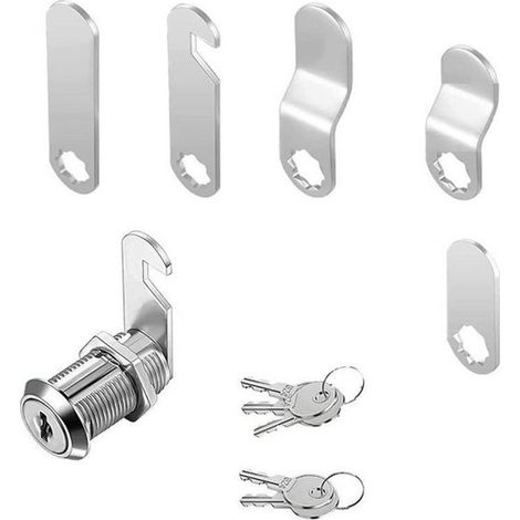 Ensemble de serrure de porte - comprenant 5 gâches et 5 clés - serrure de porte - serrure de boîte aux lettres - serrure de meuble - gâche universelle - alliage de zinc - argent (1/5)