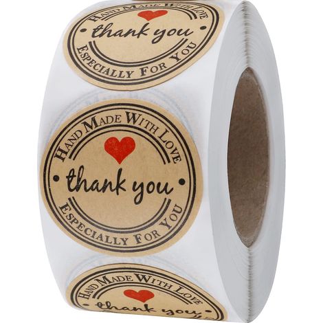 Rouleau de papier kraft - Étiquettes autocollantes de remerciement pour pâtisserie - Étiquettes pour sceller les cadeaux (1/5)