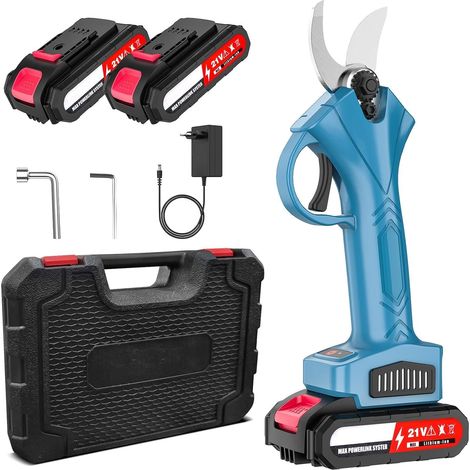 Sécateur électrique sans fil – 25 mm – Moteur brushless – 2 batteries 2000 mAh – Interrupteur de sécurité – Poignée ergonomique – Idéal pour jardin et arbres fruitiers (1/5)