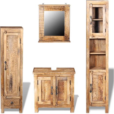 vidaXL Mueble de tocador con espejo 2 armarios auxiliares madera mango (1/4)