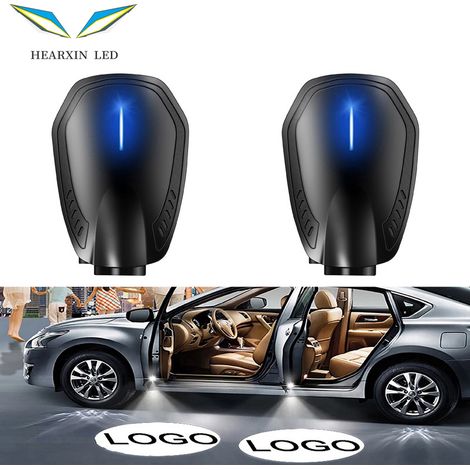 (Pour Chevrolet) Lot de 2 lampes LED rechargeables pour portières de voiture, projecteur laser sans fil avec logo et ombre fantôme, accessoires d'éclairage pour véhicules. (1/5)