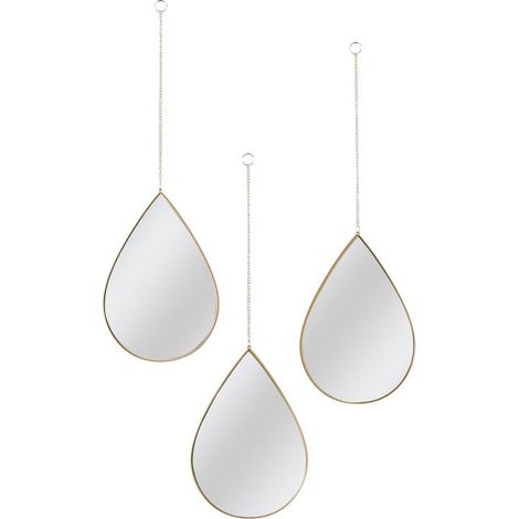 Lot de 3 Miroirs Déco "Goutte" 27cm Or (1/5)