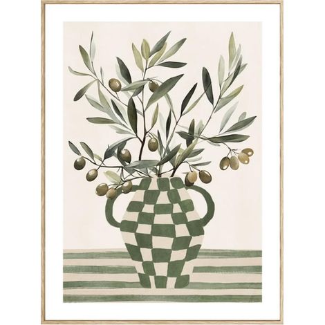 Toile Imprimée Olive "Claudia" 45x60cm Vert (1/3)