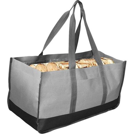 Large Capacity Firewood Carrier Heavy Duty Wood Carrying Bag Outdoor Log Carrier(Gray and Black Color Matching)