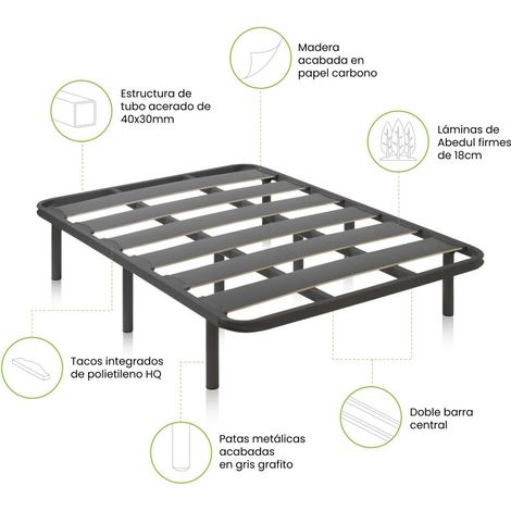 Somier de láminas con estructura metálica RX Carbon 160x200