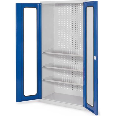 Kappes ®RasterPlan Werkzeugschrank 1950x1000m Modell 6 Tiefe 500mm Sichtfenstertüren enzianblau