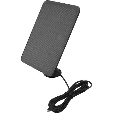 Panneau solaire 4W 5V pour caméras de sécurité Arlo, Ring et Blink, étanche IP65, avec support orientable à 360°, noir. (1/4)