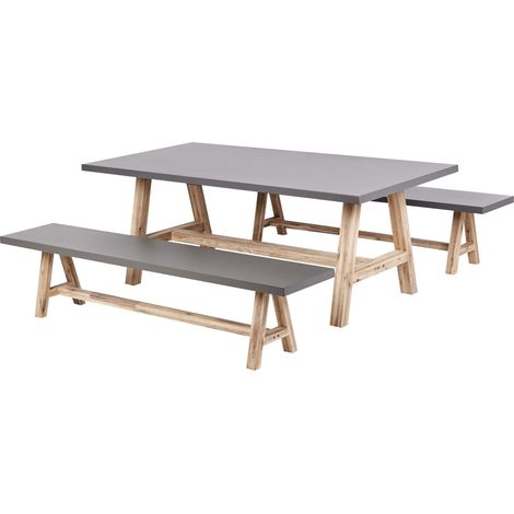 Gartenmöbel Set mit Bänken 6-Sitzer TONNARE Beton Grau