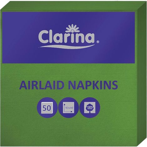 Servilletas de catering de 40x40 cm, no tejidas, 50 unidades, color verde.