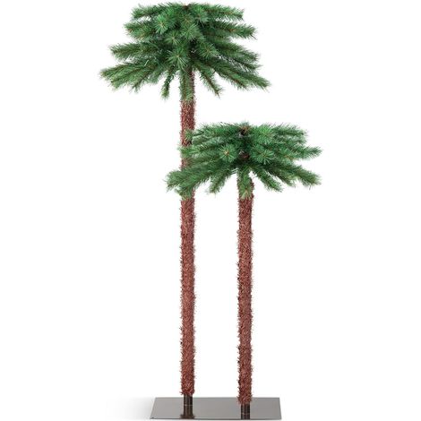 COSTWAY Alberi di Palma Artificiale Pre-Illuminato da 107/152,5cm, Albero di Decorazione Natalizia con 84 Punte di Rami in PVC e 100 Luci LED, Albero di Natale per Casa, Scuola e Ufficio (1/5)