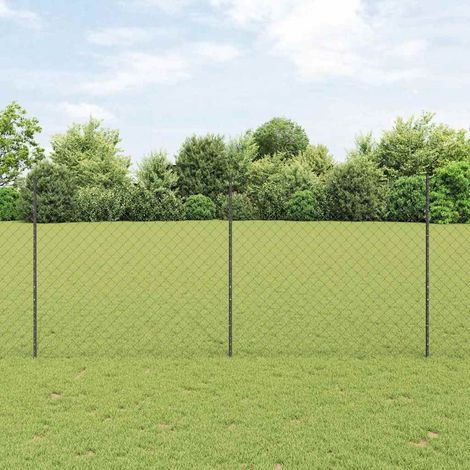 vidaXL Recinzione a maglie con palo 10 x 1,4 m Grigio Rete (1/5)