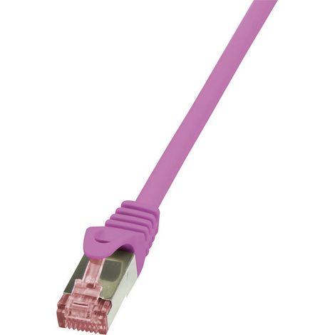 LogiLink CQ2019S RJ45 Patchkabel CAT 6 S/FTP 0.25 m Pink Flammwidrig, mit Rastnasenschutz 1 St.