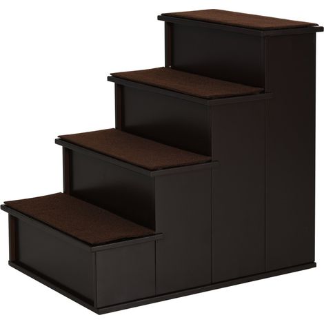 Escaliers pour chien-Chat-Accès avec tapis-MDF Brun foncé-Dimensions 40x59x54,2cm (1/5)