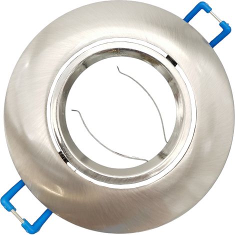 Portafaretto Tondo Orientabile da incasso soffitto cartongesso per lampadine led GU10 MR16 Argento Satinato