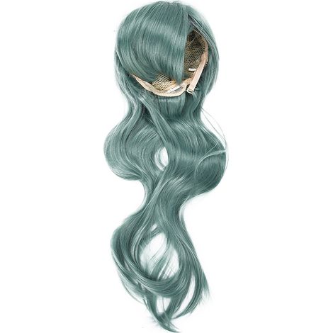 Lange, lockige, gewellte Kunsthaarperücke mit Pony, 70 cm, mintfarben, für Damen, ideal für Partys und Cosplay (1/5)