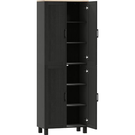 Mobile Dispensa da Cucina 60x30x170,5 cm con 5 Ripiani Regolabili e 4 Ante in Legno Nero (1/5)