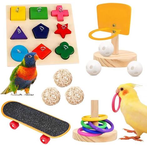 Jouet perroquet Lot de 4 Bois et métal Puzzle Cage à oiseaux Coloré (1/5)