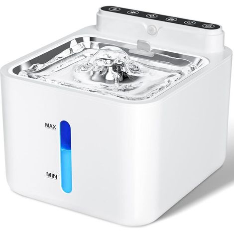 Fontaine a Eau Chat avec Detecteur de Mouvement, 3,2 L Fontaine Chat, sans Fil, Batterie Chargée, Batterie au Lithium 2600 mAh Intégrée, avec Pompe Silencieuse et Filtre (1/5)