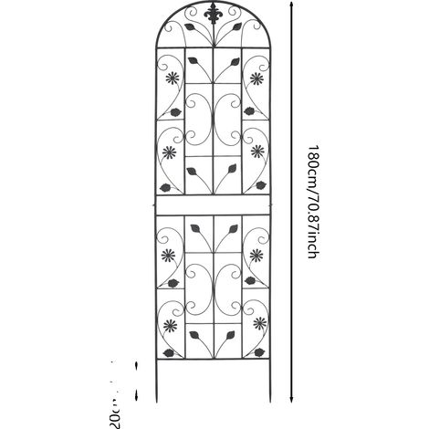 Grigliato, Struttura in ferro, Elegante disegno floreale, Nero (1/2)