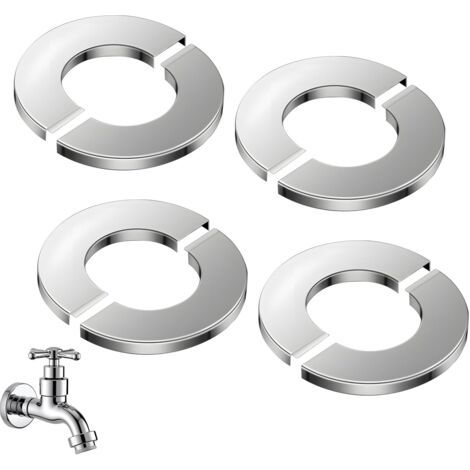 Lot de 4 Chromées Rosasse Ouvrante Robinetterie, 26 mm Inner Diameter Cache-Tuyaux en Acier Inoxydable Divisés en Deux Parties pour Protection des Tuyaux Tuyau de Douche Cuisine Salle de Bain (1/5)