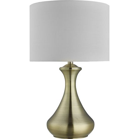 Lampada Scrivania Contemporanea Tocco Acciaio Ottone Tessuto Bianco 1 Luce E14 (1/5)