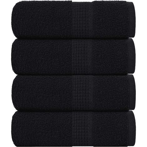 Gants de toilette FROGN, lot de 4, noirs, 30x30 cm, 360 g/m²
