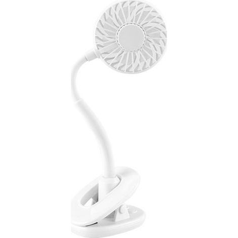 Ventilador USB portátil con clip, mini ventilador flexible para la oficina o viajes, silencioso y ajustable, color blanco. (1/5)